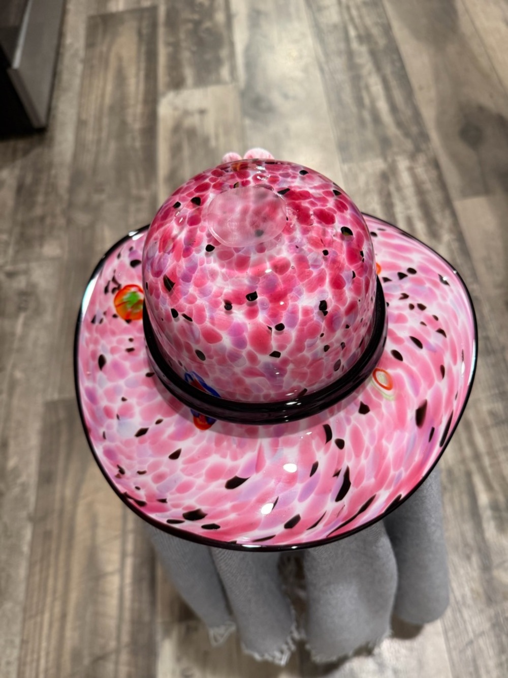 Vintage Murano Art Glass Wide Brim Hat Sculpture